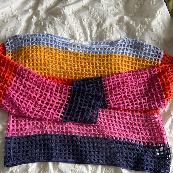 Anthropologie Crochet Colorblock Sweater - Picture 2 of 4